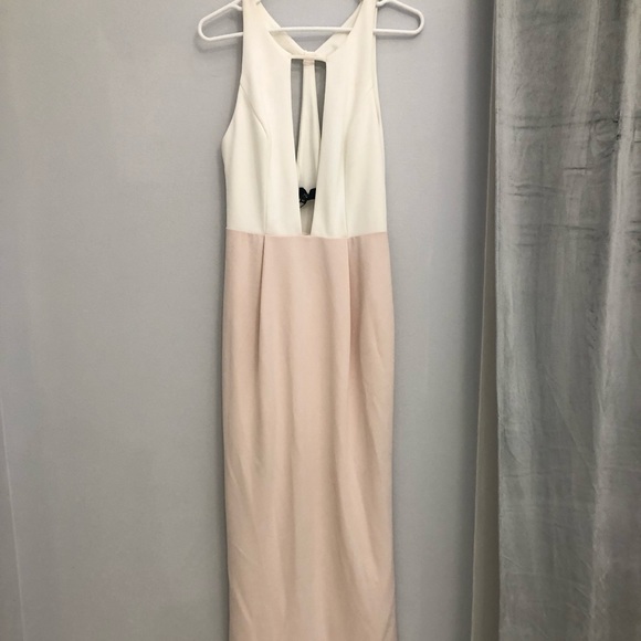 ABS Allen Schwartz Pink & Ivory Colorblick Gown - Picture 3 of 8